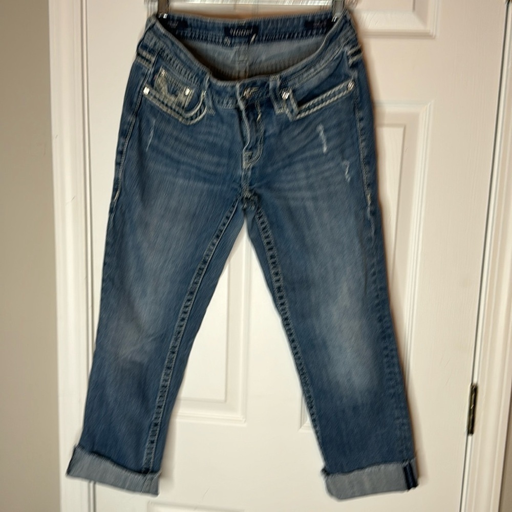 Vigoss Womens Jeans Size 9/10 Chelsea Capri Western Rhinestone